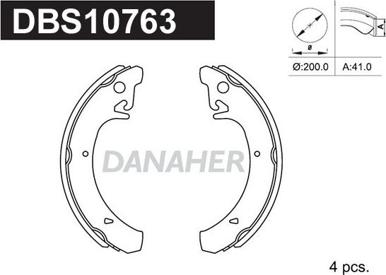 Danaher DBS10763 - Комплект тормозных колодок, барабанные autosila-amz.com
