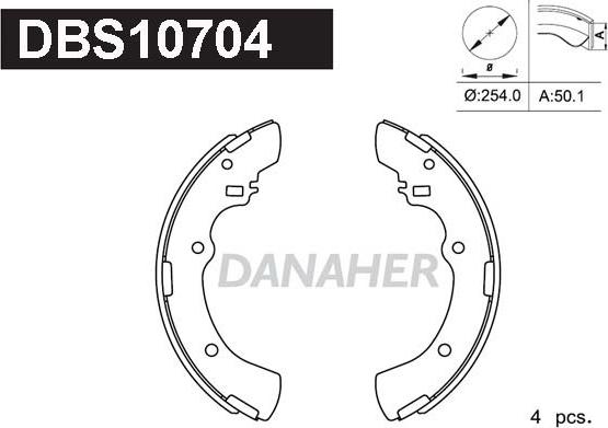 Danaher DBS10704 - Комплект тормозных колодок, барабанные autosila-amz.com