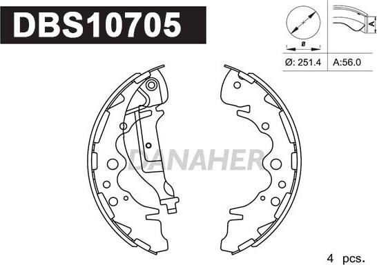 Danaher DBS10705 - Комплект тормозных колодок, барабанные autosila-amz.com