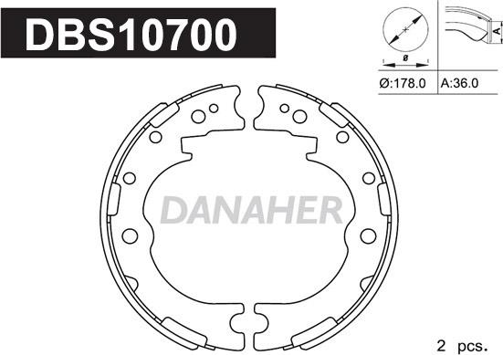 Danaher DBS10700 - Комплект тормозов, ручник, парковка autosila-amz.com