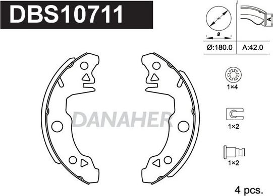 Danaher DBS10711 - Комплект тормозных колодок, барабанные autosila-amz.com