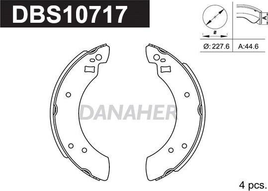 Danaher DBS10717 - Комплект тормозных колодок, барабанные autosila-amz.com