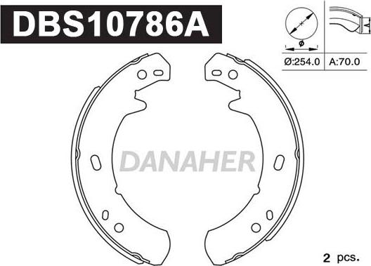 Danaher DBS10786A - Комплект тормозов, ручник, парковка autosila-amz.com
