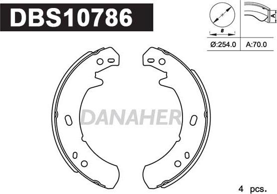 Danaher DBS10786 - Комплект тормозов, ручник, парковка autosila-amz.com