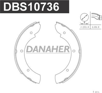 Danaher DBS10736 - Комплект тормозов, ручник, парковка autosila-amz.com