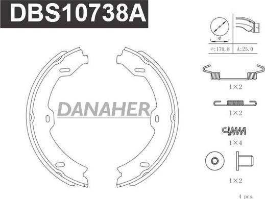 Danaher DBS10738A - Комплект тормозов, ручник, парковка autosila-amz.com