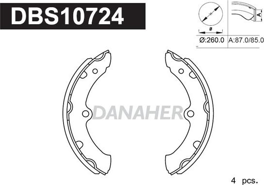 Danaher DBS10724 - Комплект тормозных колодок, барабанные autosila-amz.com