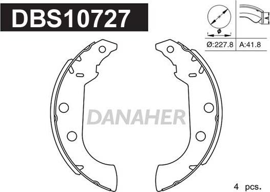 Danaher DBS10727 - Комплект тормозных колодок, барабанные autosila-amz.com