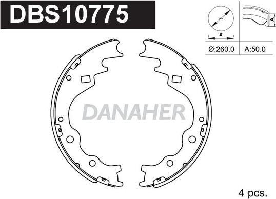Danaher DBS10775 - Комплект тормозных колодок, барабанные autosila-amz.com
