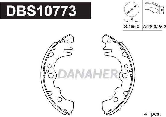 Danaher DBS10773 - Комплект тормозных колодок, барабанные autosila-amz.com