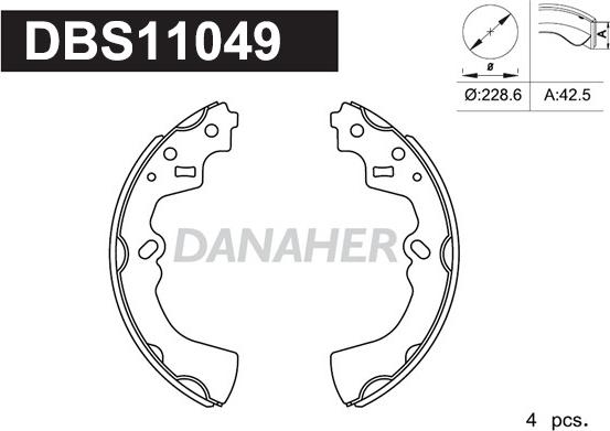 Danaher DBS11049 - Комплект тормозных колодок, барабанные autosila-amz.com