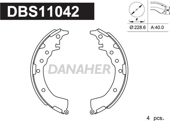 Danaher DBS11042 - Комплект тормозных колодок, барабанные autosila-amz.com