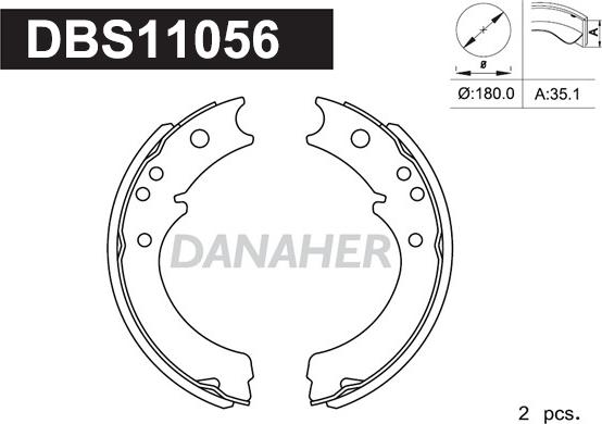 Danaher DBS11056 - Комплект тормозов, ручник, парковка autosila-amz.com