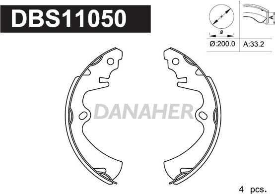 Danaher DBS11050 - Комплект тормозных колодок, барабанные autosila-amz.com
