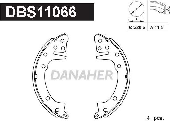 Danaher DBS11066 - Комплект тормозных колодок, барабанные autosila-amz.com