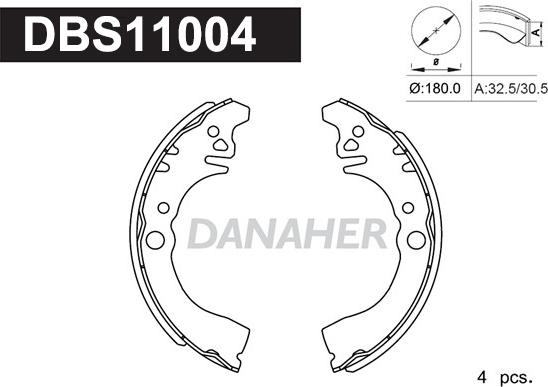 Danaher DBS11004 - Комплект тормозных колодок, барабанные autosila-amz.com