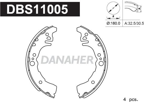 Danaher DBS11005 - Комплект тормозных колодок, барабанные autosila-amz.com