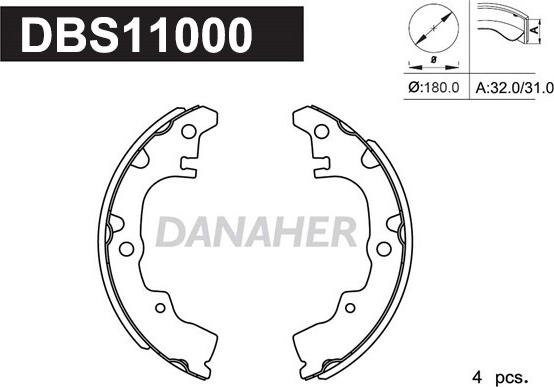 Danaher DBS11000 - Комплект тормозных колодок, барабанные autosila-amz.com