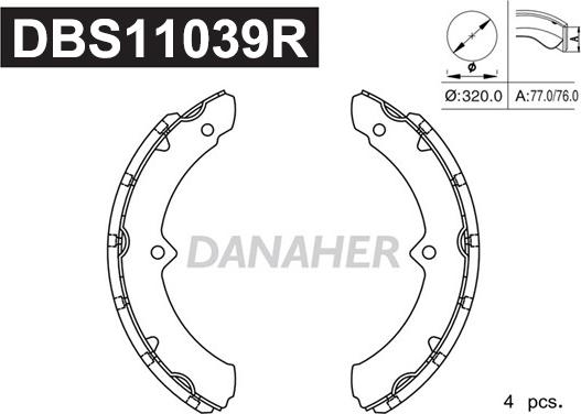 Danaher DBS11039R - Комплект тормозных колодок, барабанные autosila-amz.com