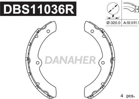 Danaher DBS11036R - Комплект тормозных колодок, барабанные autosila-amz.com