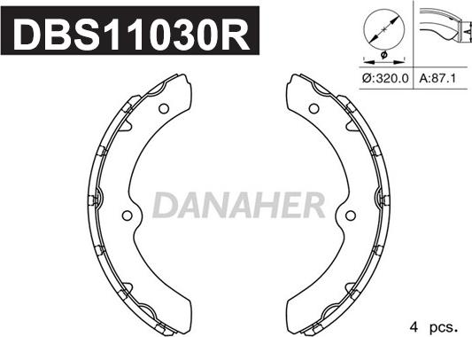 Danaher DBS11030R - Комплект тормозных колодок, барабанные autosila-amz.com