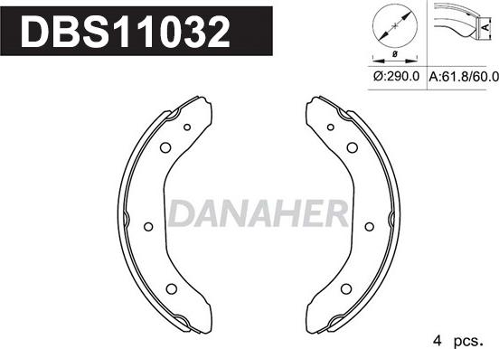 Danaher DBS11032 - Комплект тормозных колодок, барабанные autosila-amz.com