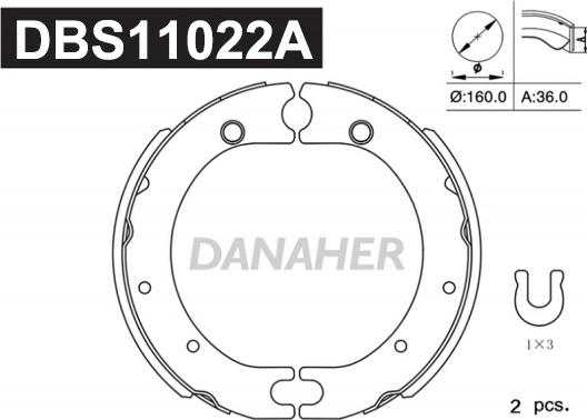 Danaher DBS11022A - Комплект тормозов, ручник, парковка autosila-amz.com