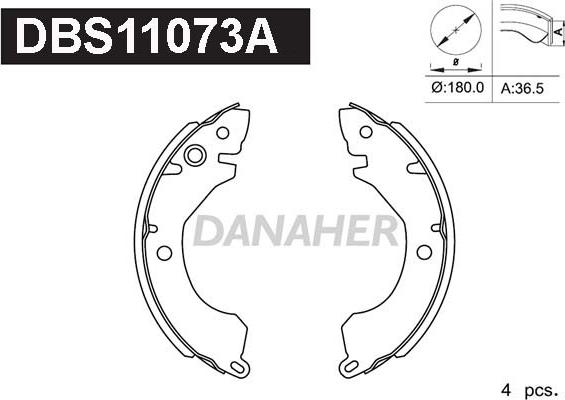 Danaher DBS11073A - Комплект тормозных колодок, барабанные autosila-amz.com