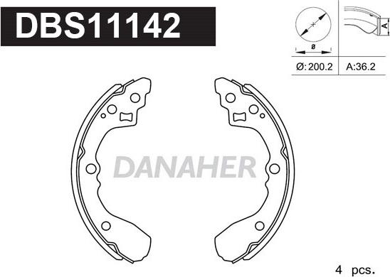 Danaher DBS11142 - Комплект тормозных колодок, барабанные autosila-amz.com