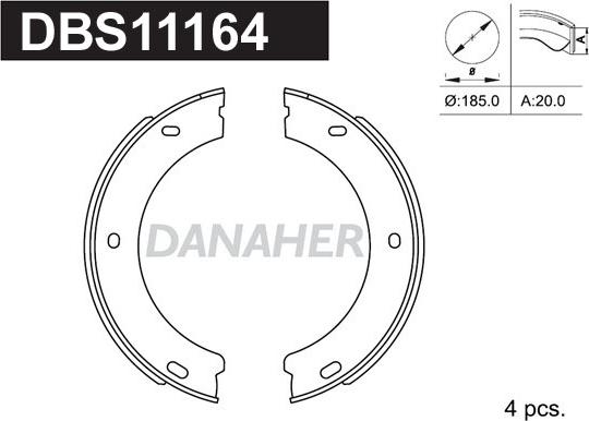 Danaher DBS11164 - Комплект тормозов, ручник, парковка autosila-amz.com