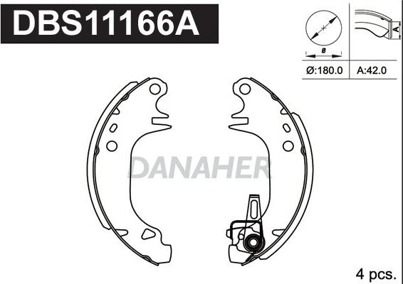 Danaher DBS11166A - Комплект тормозных колодок, барабанные autosila-amz.com