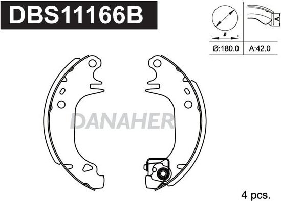 Danaher DBS11166B - Комплект тормозных колодок, барабанные autosila-amz.com