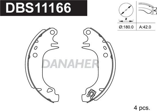 Danaher DBS11166 - Комплект тормозных колодок, барабанные autosila-amz.com