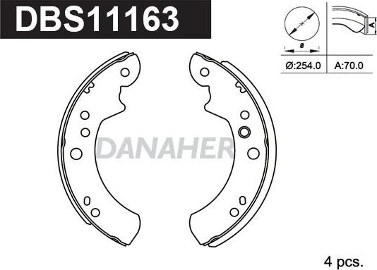 Danaher DBS11163 - Комплект тормозных колодок, барабанные autosila-amz.com