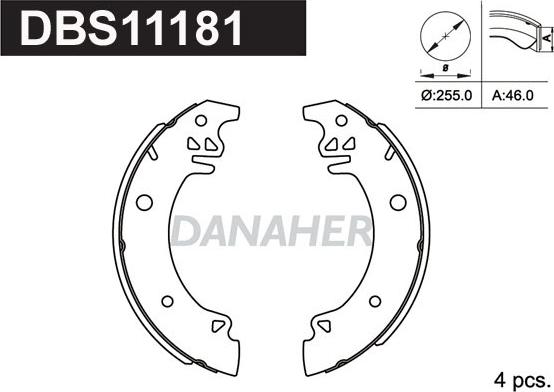 Danaher DBS11181 - Комплект тормозных колодок, барабанные autosila-amz.com