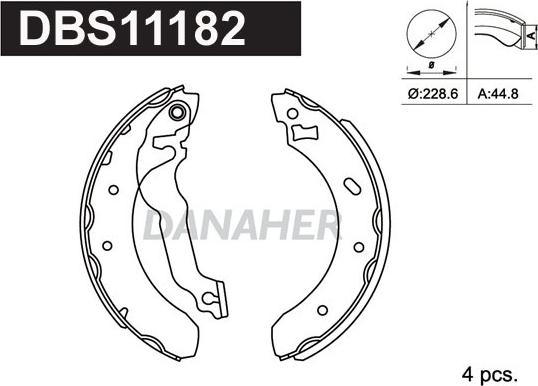 Danaher DBS11182 - Комплект тормозных колодок, барабанные autosila-amz.com