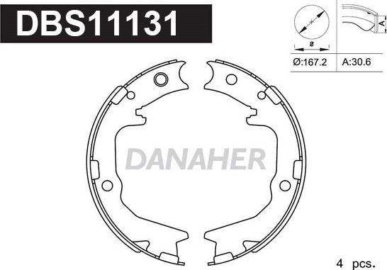 Danaher DBS11131 - Комплект тормозов, ручник, парковка autosila-amz.com