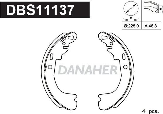 Danaher DBS11137 - Комплект тормозных колодок, барабанные autosila-amz.com