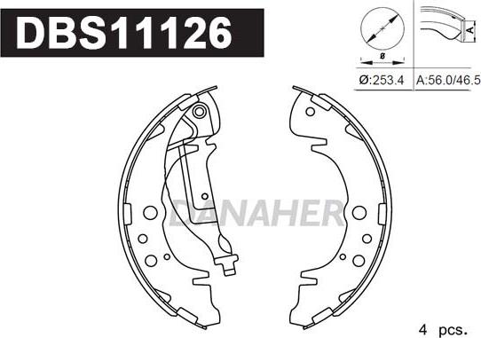 Danaher DBS11126 - Комплект тормозных колодок, барабанные autosila-amz.com