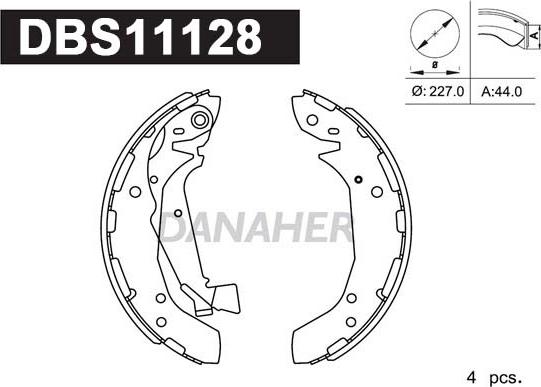 Danaher DBS11128 - Комплект тормозных колодок, барабанные autosila-amz.com