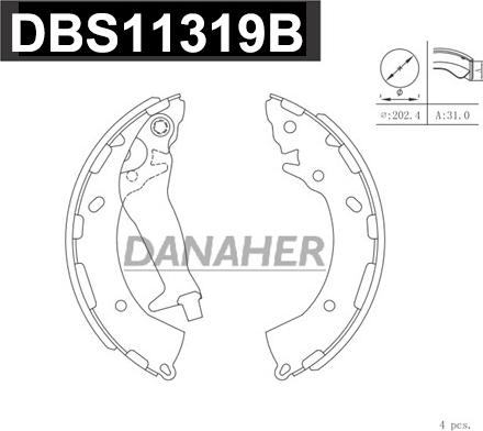 Danaher DBS11319B - Комплект тормозных колодок, барабанные autosila-amz.com