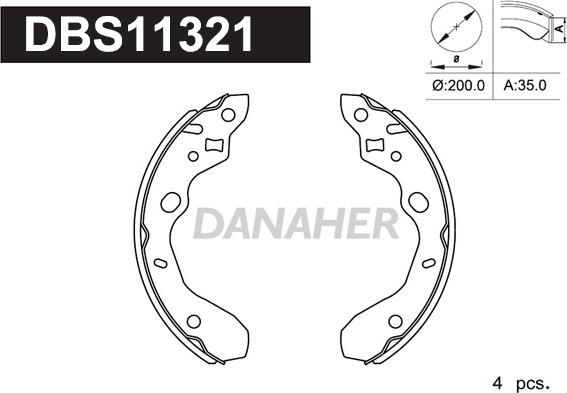 Danaher DBS11321 - Комплект тормозных колодок, барабанные autosila-amz.com