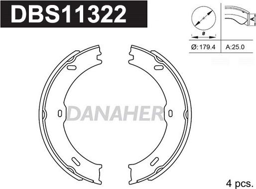 Danaher DBS11322 - Комплект тормозов, ручник, парковка autosila-amz.com