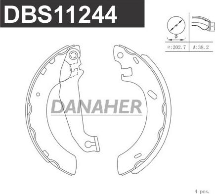 Danaher DBS11244 - Комплект тормозных колодок, барабанные autosila-amz.com