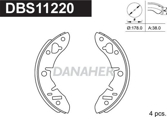 Danaher DBS11220 - Комплект тормозных колодок, барабанные autosila-amz.com