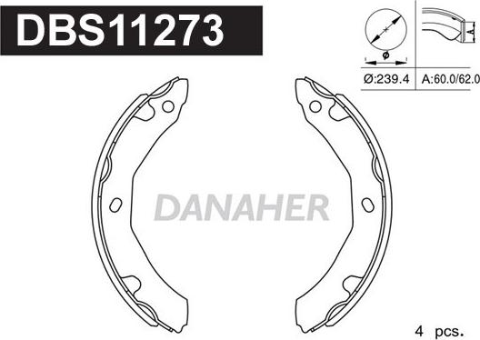 Danaher DBS11273 - Комплект тормозных колодок, барабанные autosila-amz.com