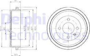 Delphi BF410 - Тормозной барабан autosila-amz.com