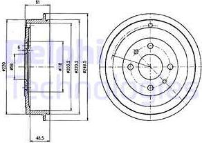 Delphi BF413 - Тормозной барабан autosila-amz.com