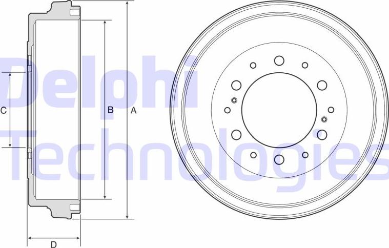 Delphi BF590 - Тормозной барабан autosila-amz.com