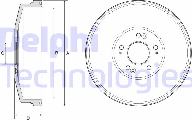 Delphi BF593 - Тормозной барабан autosila-amz.com